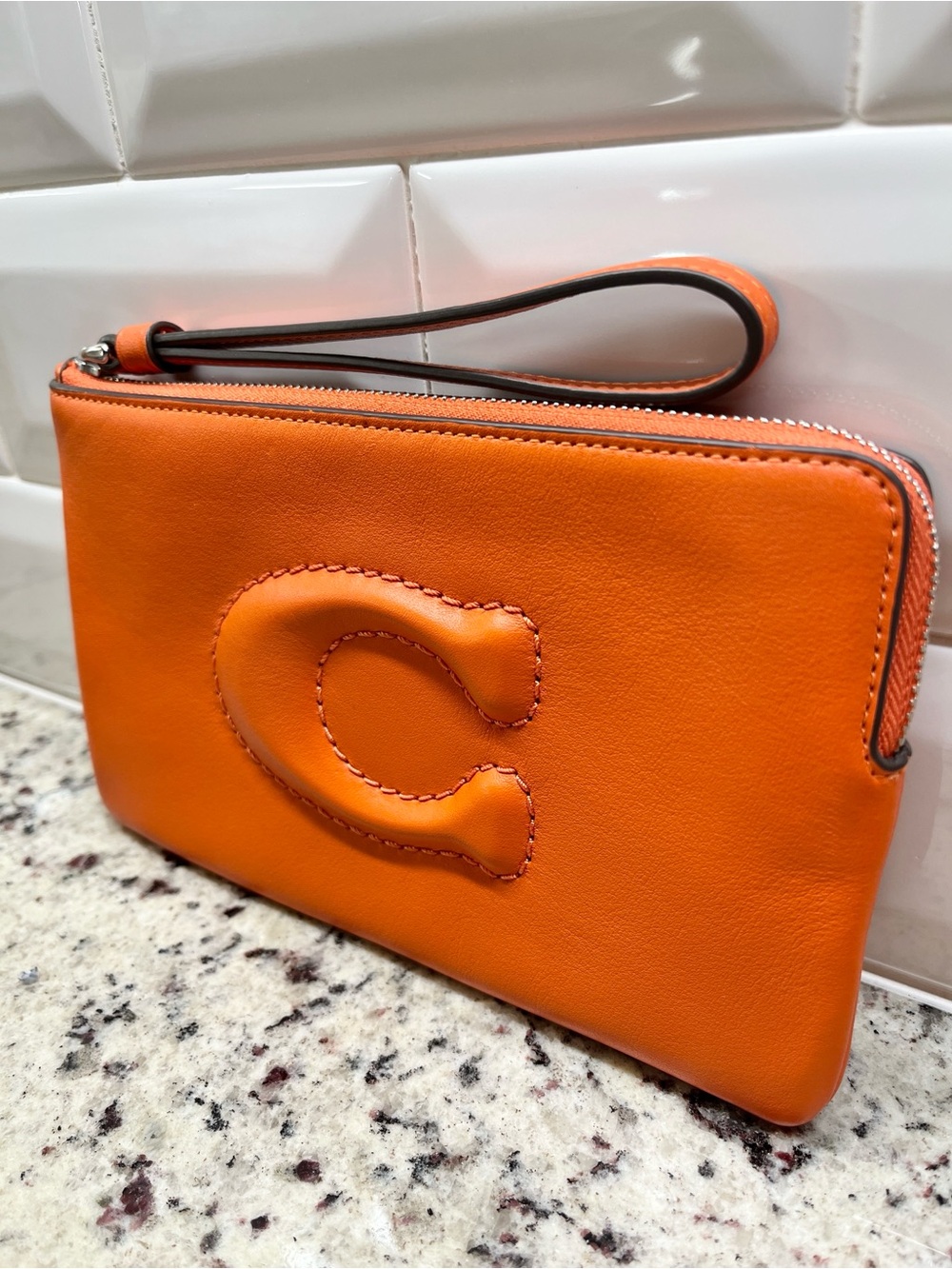 Coach Large Leather C Embossed Wristlet EUC - Picture 3 of 10
